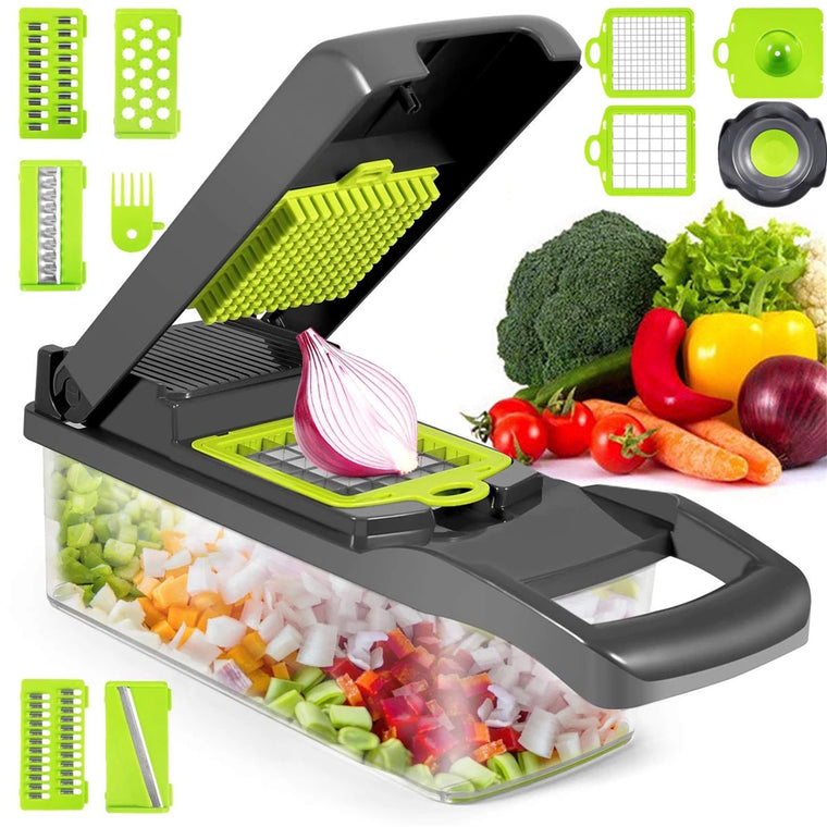 Multifunctional vegetable cutter shredders slicer with basket