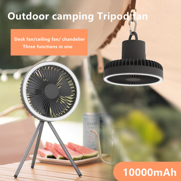 4000/10000mAh Tripod Fan Outdoor Camping Lighting Electric Fan